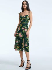 Floral Bloom Contour Midi Strap Dress