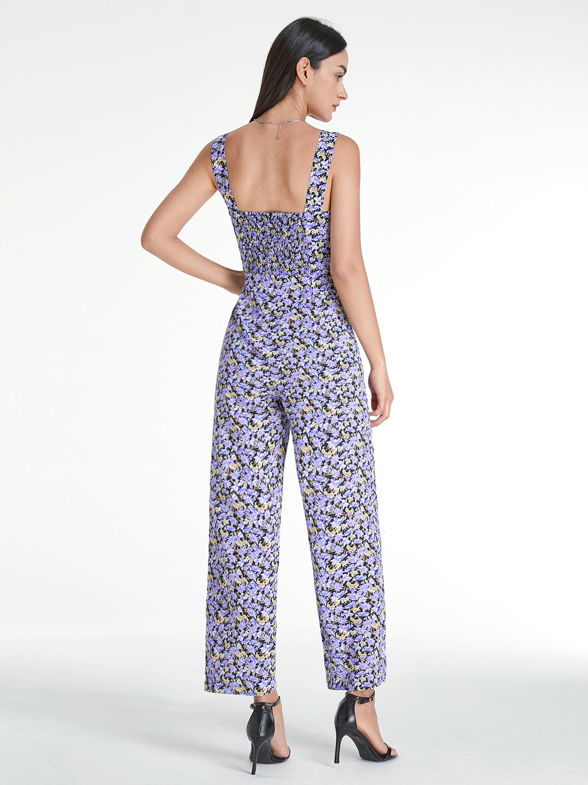 Square Neck Mauve Floral Tank Jumpsuit