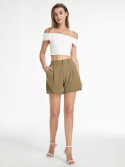 High Waisted Pastel Trouser Shorts