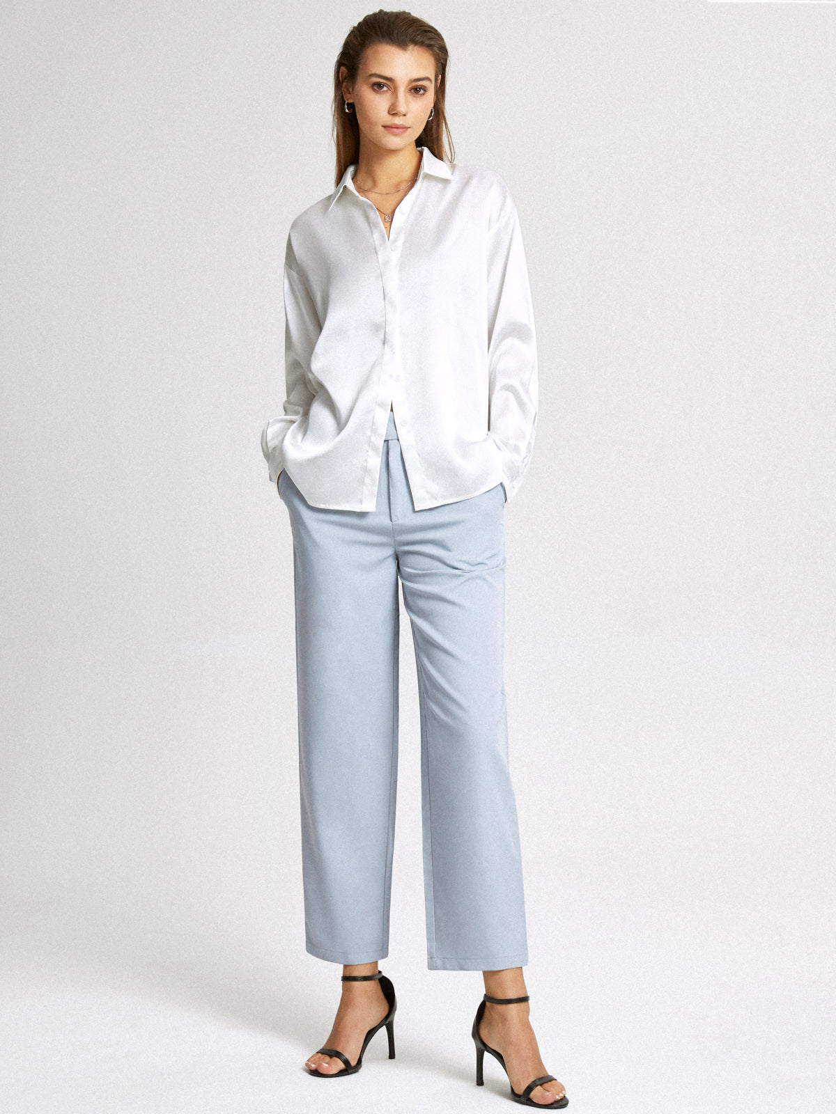 Casual Silk Oversized Collared Shirt