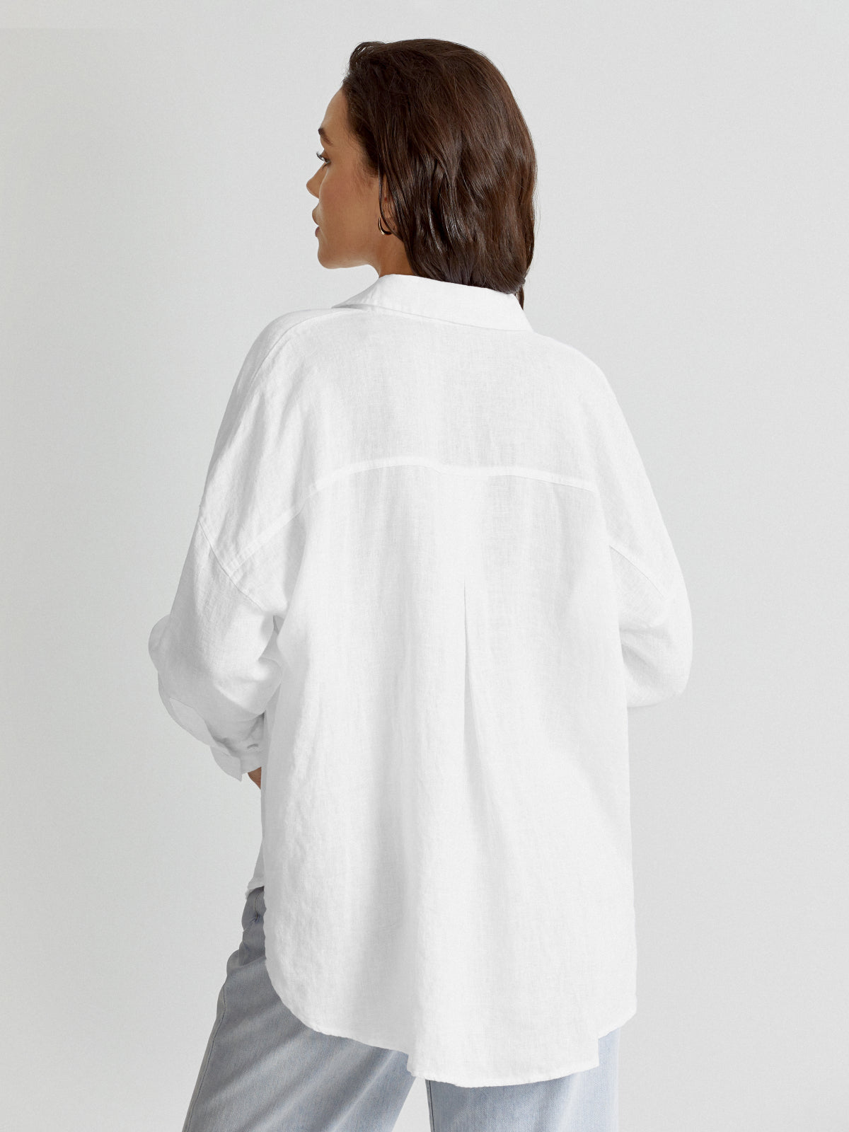 Drop Shoulder Relaxed Fit Linen Button Up Shirt