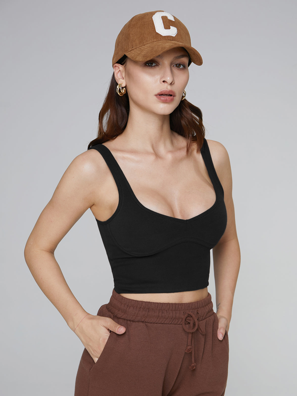 Balck Contour Crop Tank