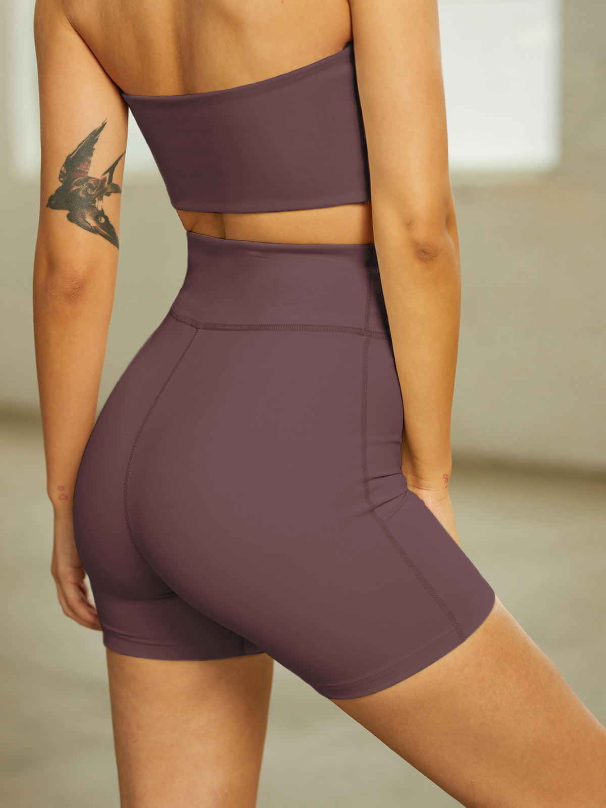 Mauve High Waisted Biker Shorts