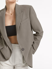 Solid Colored Peak Lapel Blazer