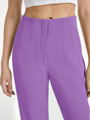 High Waisted Relaxed Fit Mauve Colored Trousers