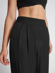 High Waisted Sleek Pleat Wide Leg Trousers