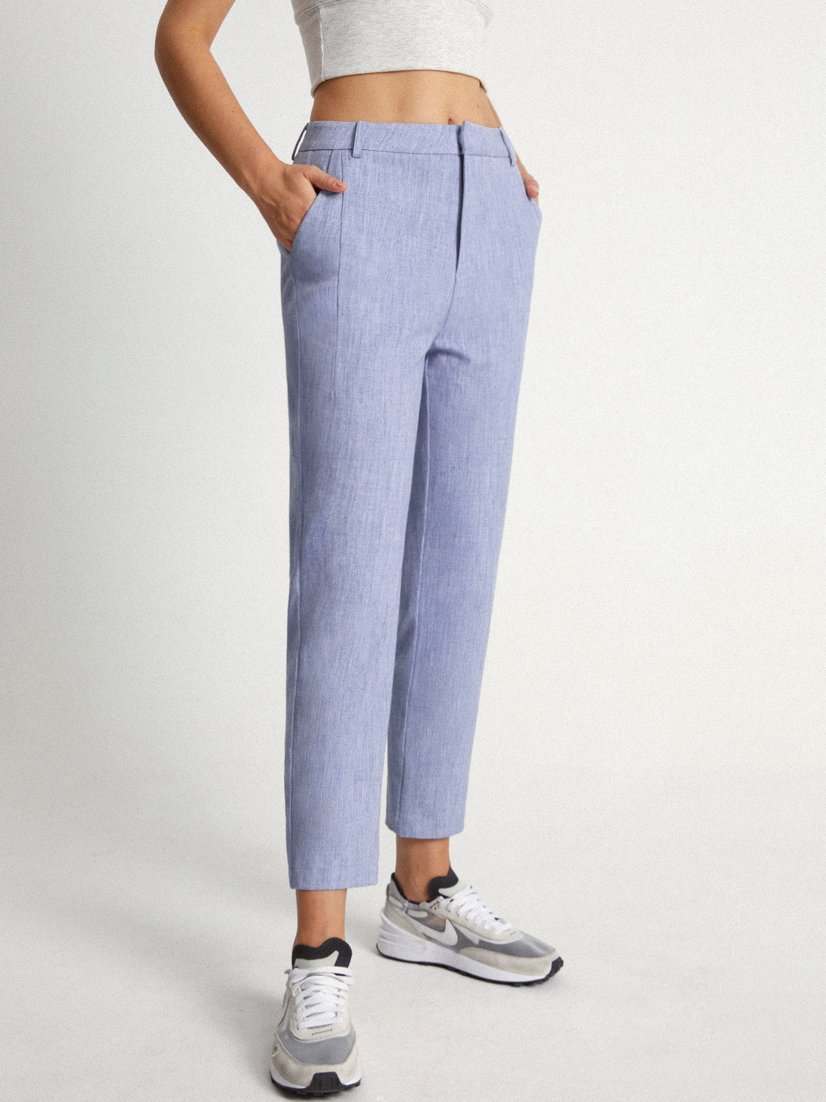 Mid Rise Heathered Pastel Cropped Pants