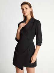 Double Breasted Quarter Sleeve Wrap Blazer Dress