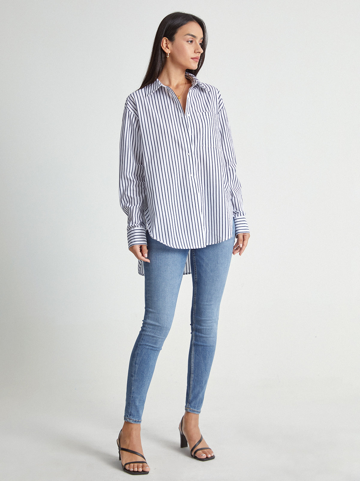 Striped Riviera Long Button Up Shirt