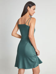 V-Neck Satin Sleeveless Midi Dress