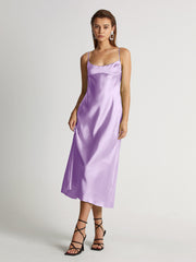 Mauve Silky Jewels Satin Dress