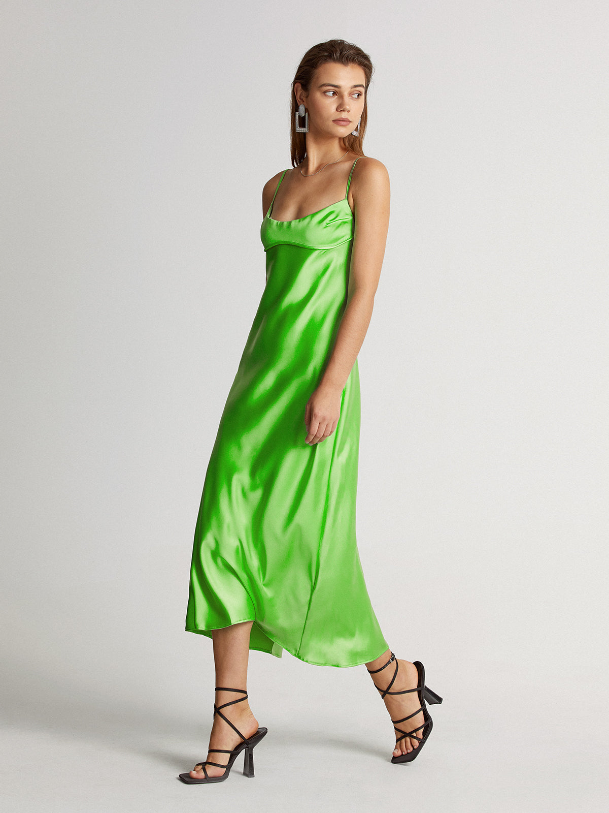 Be-Leaf In Me Satin Midi Dress