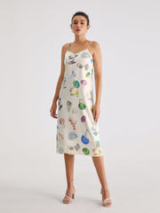 Sweetheart Mushroom Variety Midi Strap Dress