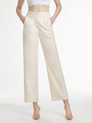 High Waisted Cropped Straight Leg Trousers