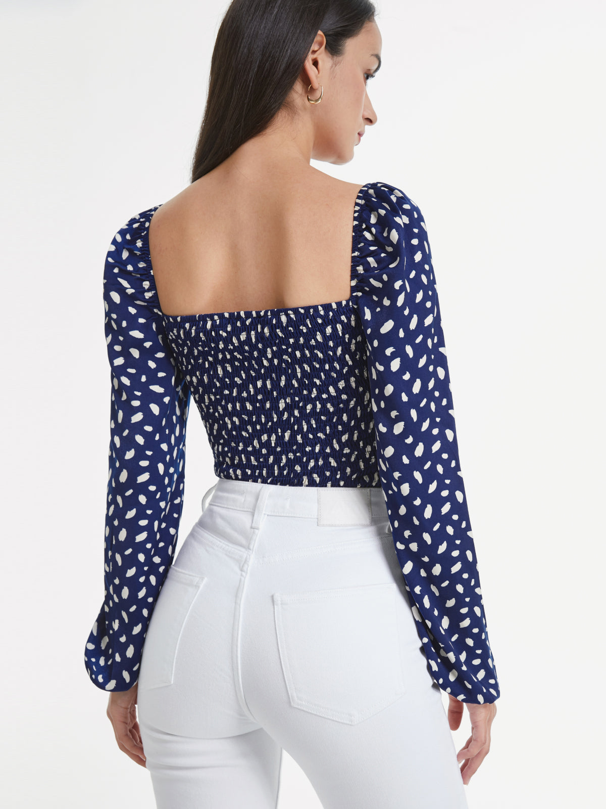 Sweetheart Contour Long Puff Sleeve Printed Top