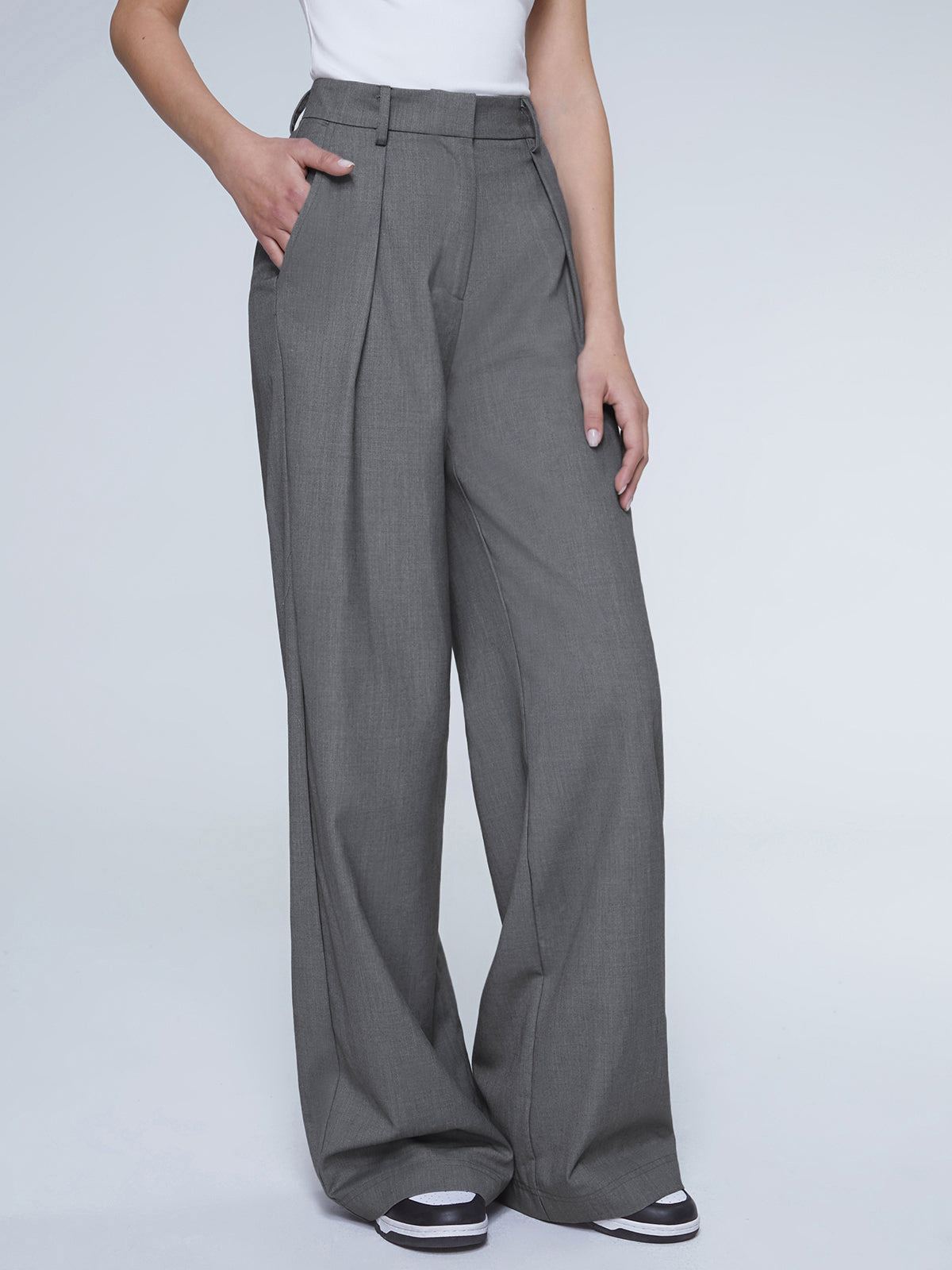 Oversized High Waisted Pleat Front Trousers