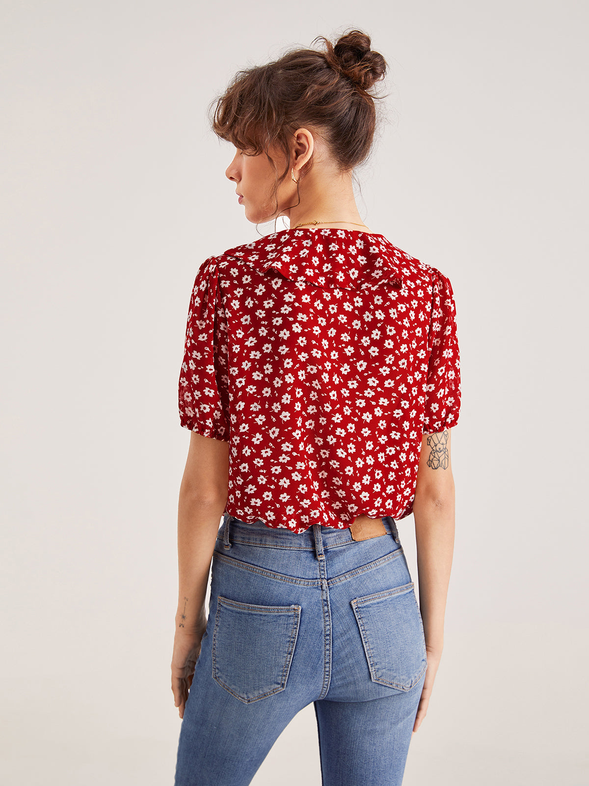 V-Neck Floral Ruffle Top