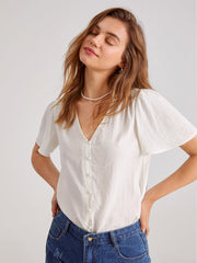 Basic Linen V-Neck T-Shirt