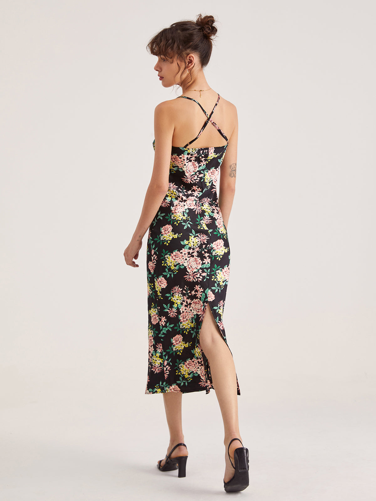 Floral Bodycon Strap Midi Dress