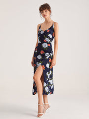 Floral Sleeveless Slit Midi Dress