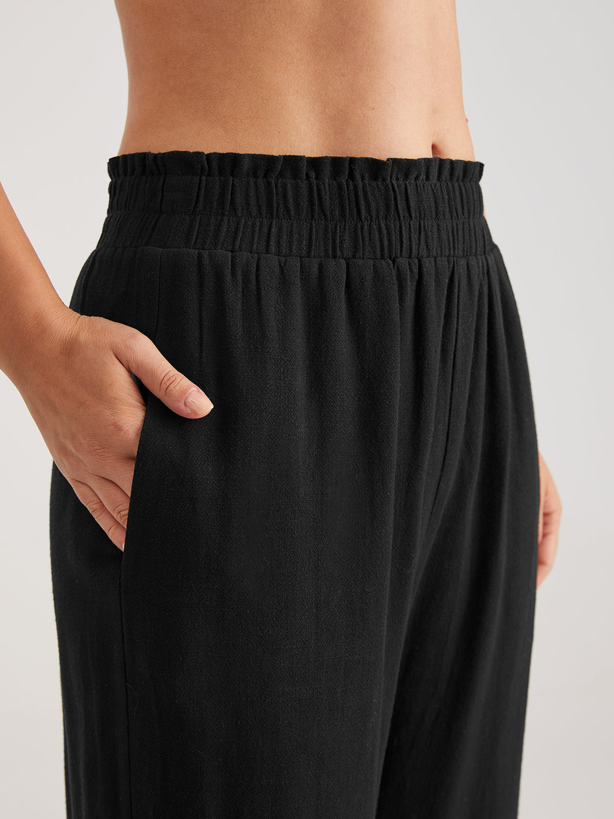 Low Rise Casual Relaxed Fit Wide Leg Trousers