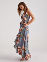 Cami V-Neck Floral Ruffles Maxi Dress