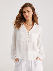 Solid Pocket Button Up Shirt