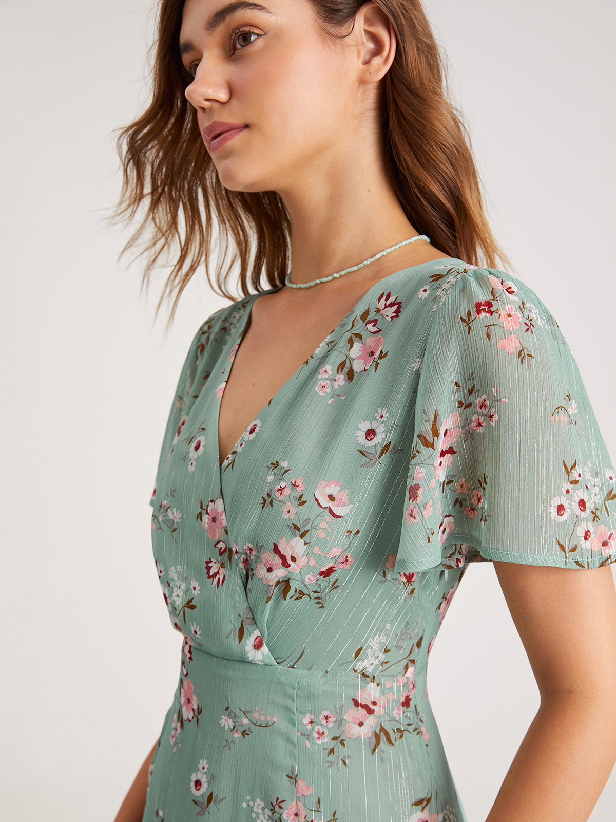 V-Neck Floral Tiered Short Dress