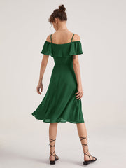 Emerald Green Strap Ruffle Midi Dress