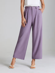 High Waisted Pocket Mauve Pleat Front Trouser