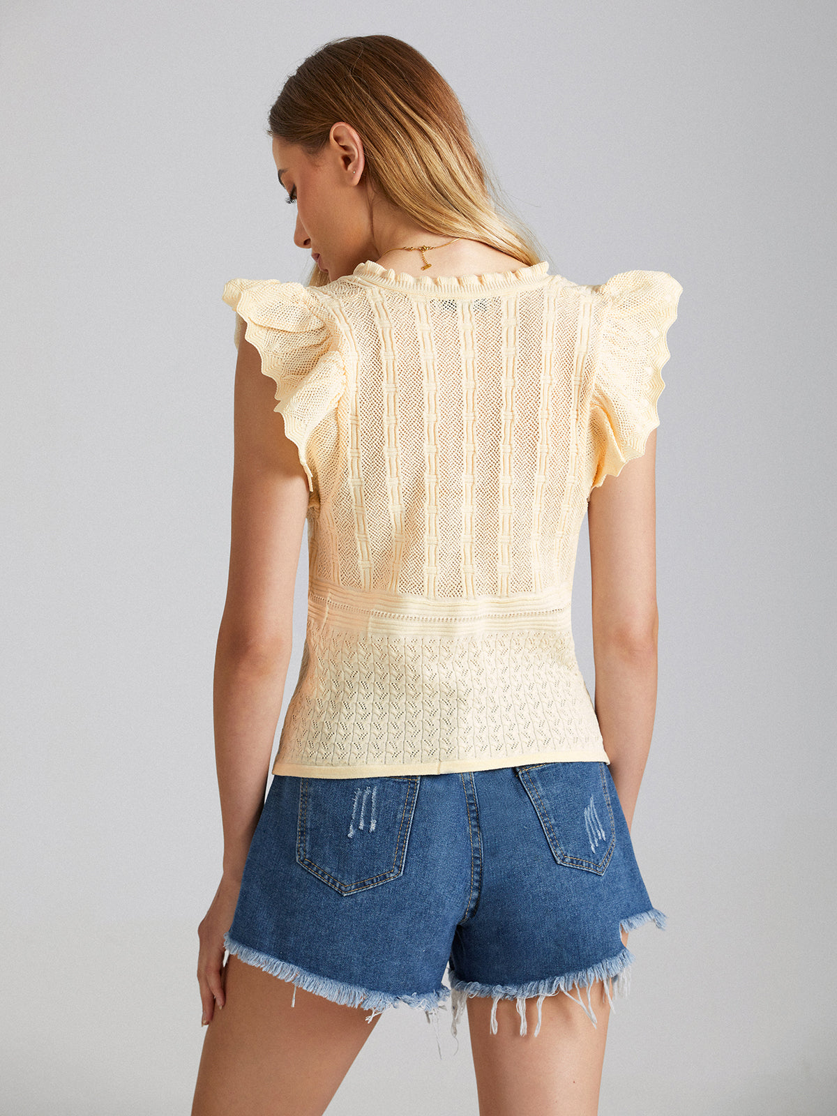 Flutter Sleeve Rib Top