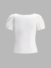 Short Puff Sleeve Contour Corset Top