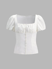 Short Puff Sleeve Contour Corset Top