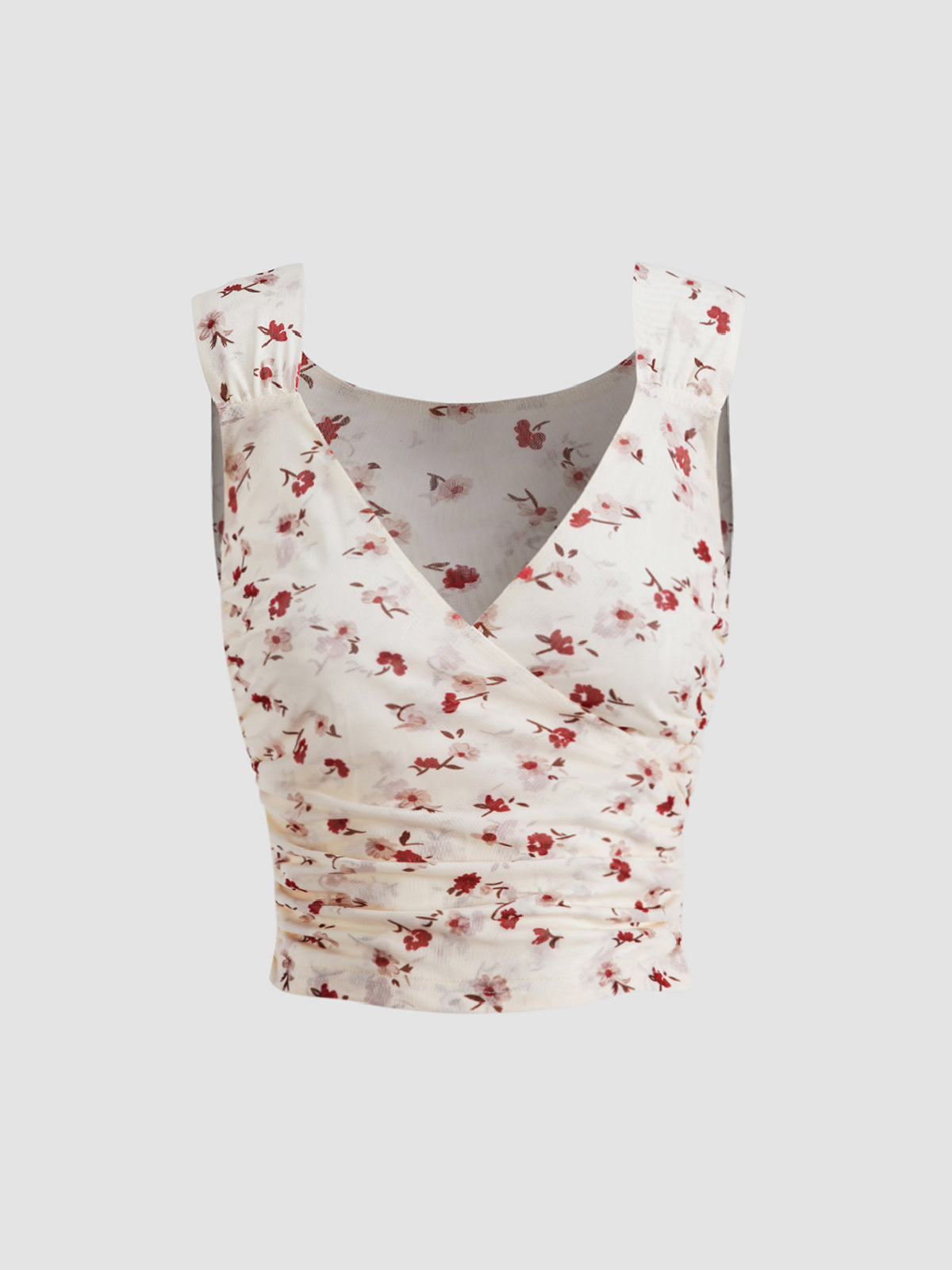 Floral Ruche Tank Wrap Top