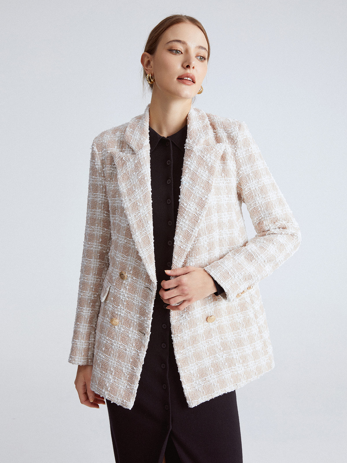 Old Money Tweed V Neck Jacket