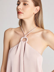 Watery Lilies Halter Satin Top