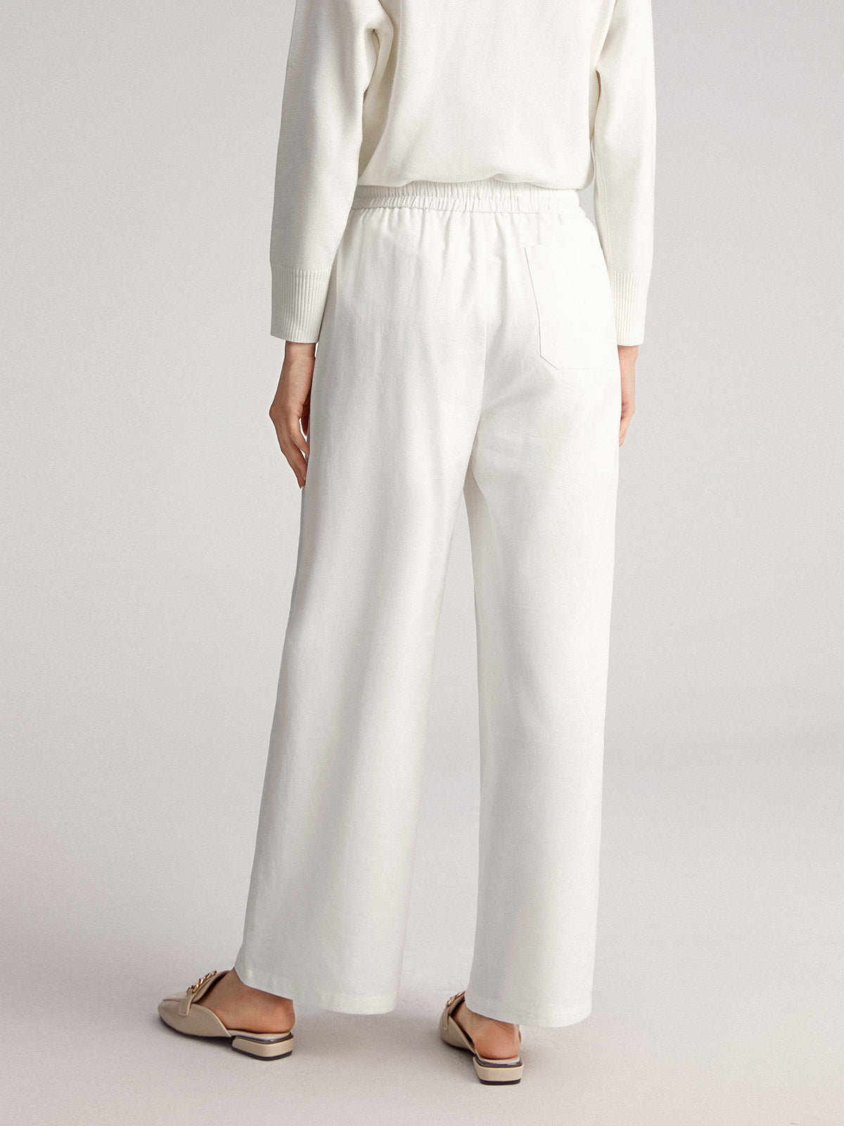 Simple Bell Drawstring Wide Leg Pants