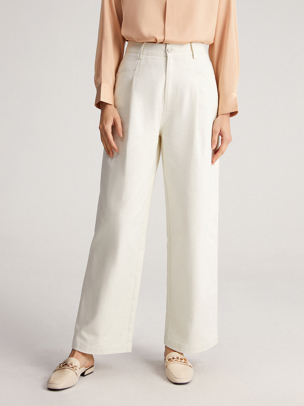 Gossamer High Waisted Wide Leg White Jeans