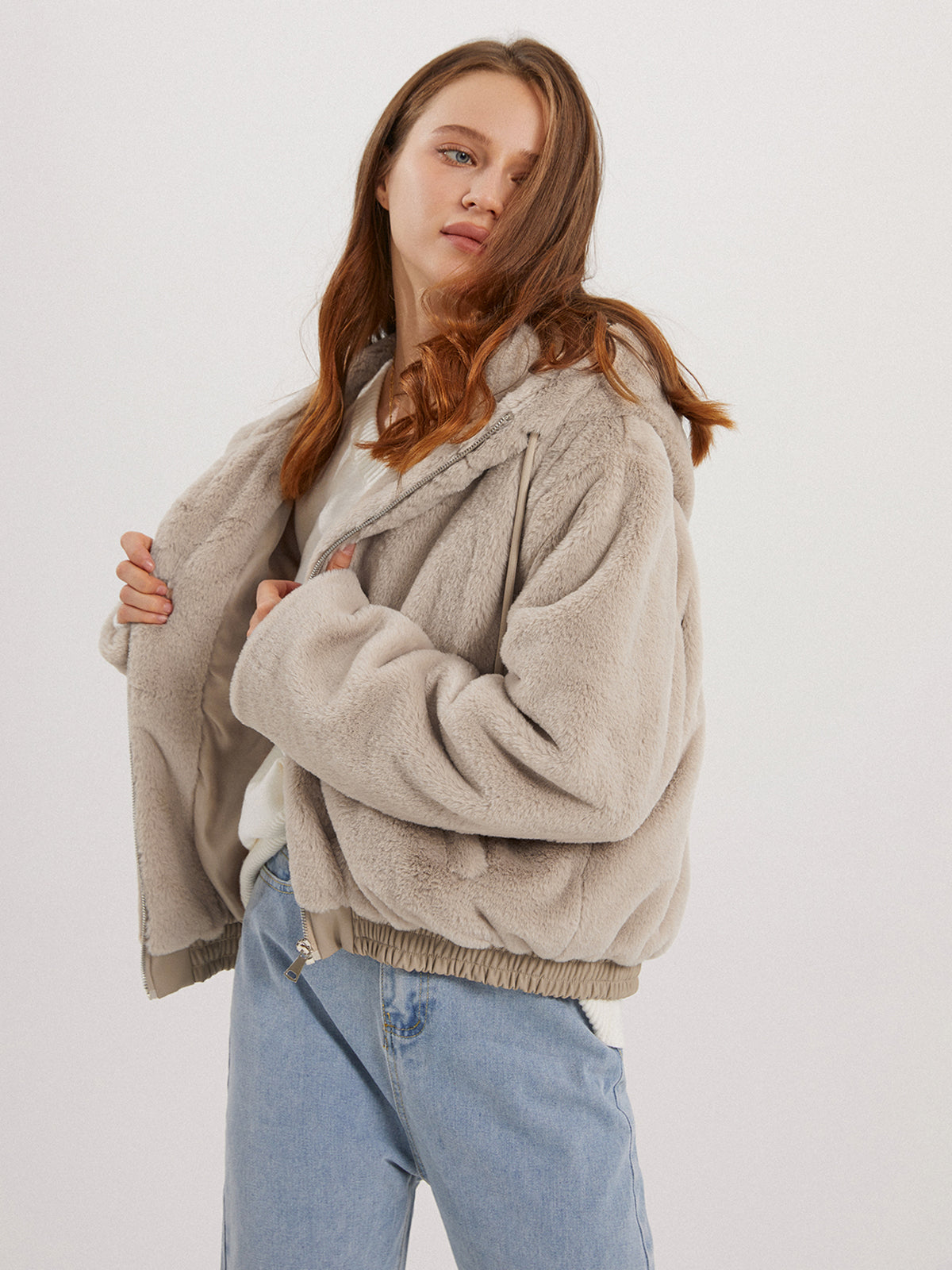 Fleece Solid Oversized Jacket