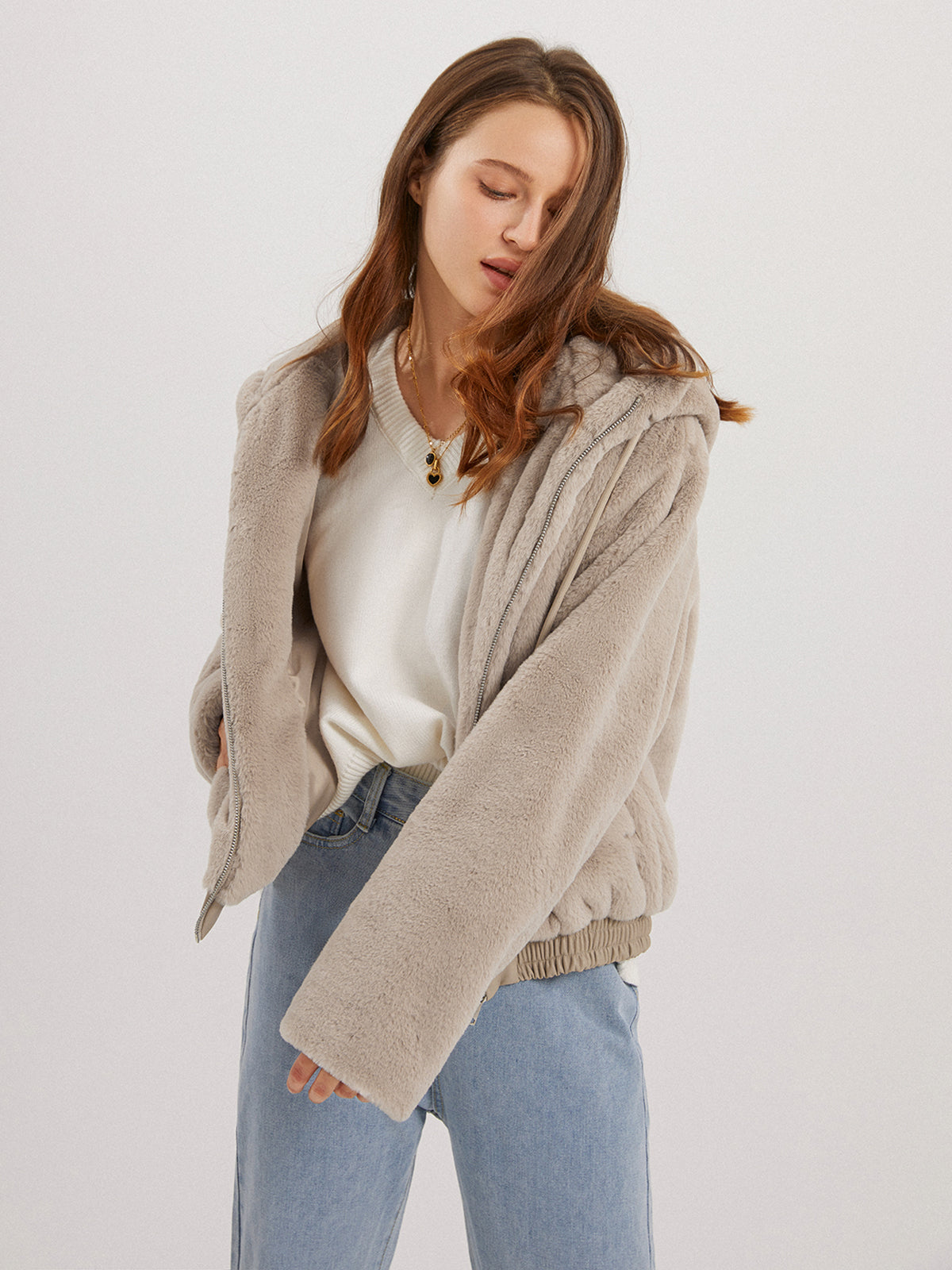 Fleece Solid Oversized Jacket