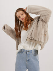 Fleece Solid Oversized Jacket