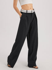 Ivory Glow Pinstripe Wide Leg Pants