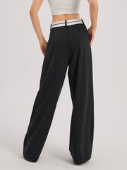 Ivory Glow Pinstripe Wide Leg Pants