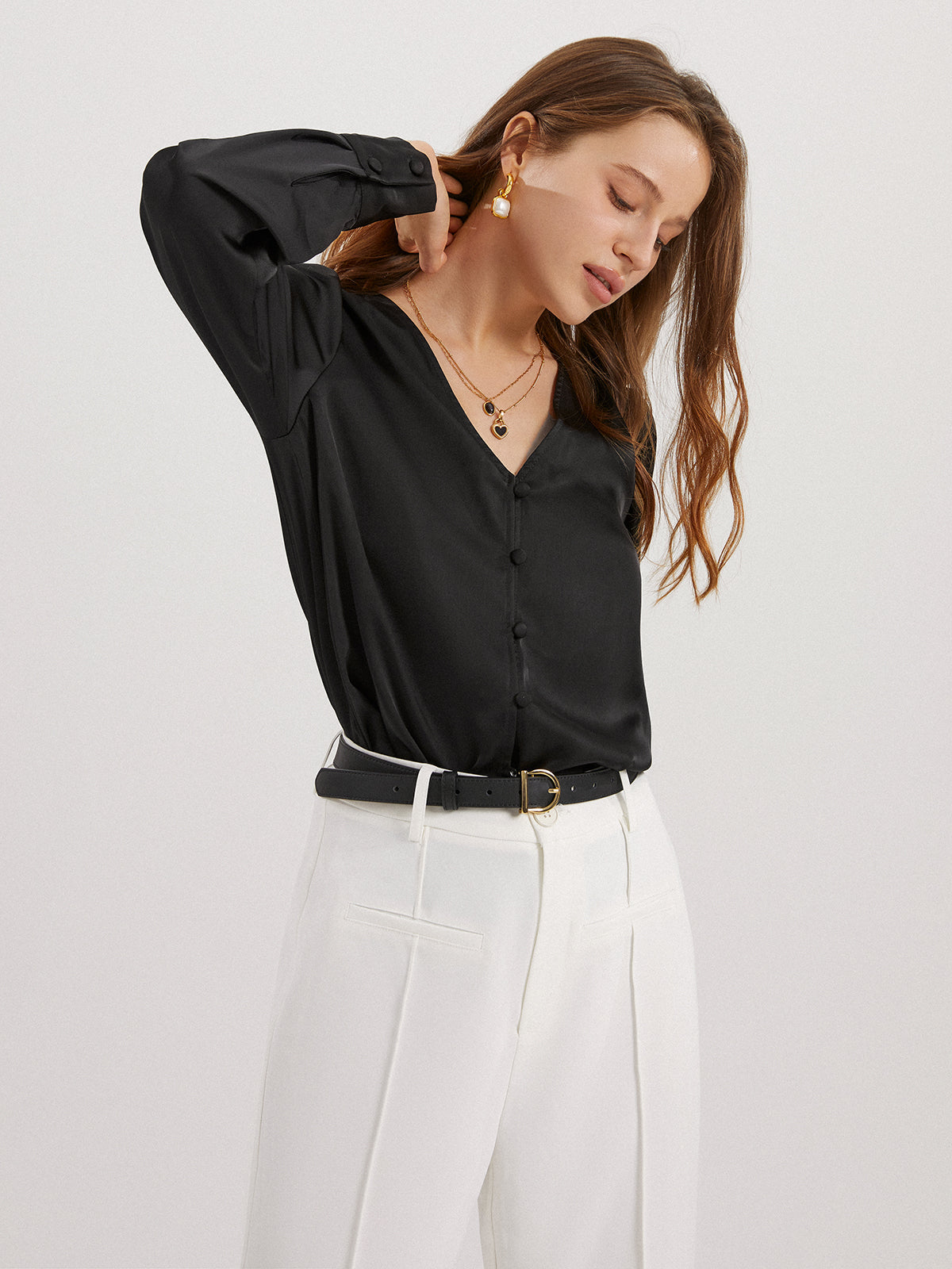 Essential Solid V Neck Shirt