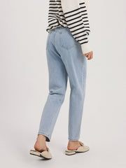 Solid High Waist Straight Leg Jeans