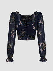 Leisure Floral Zip Up Long Sleeve Top