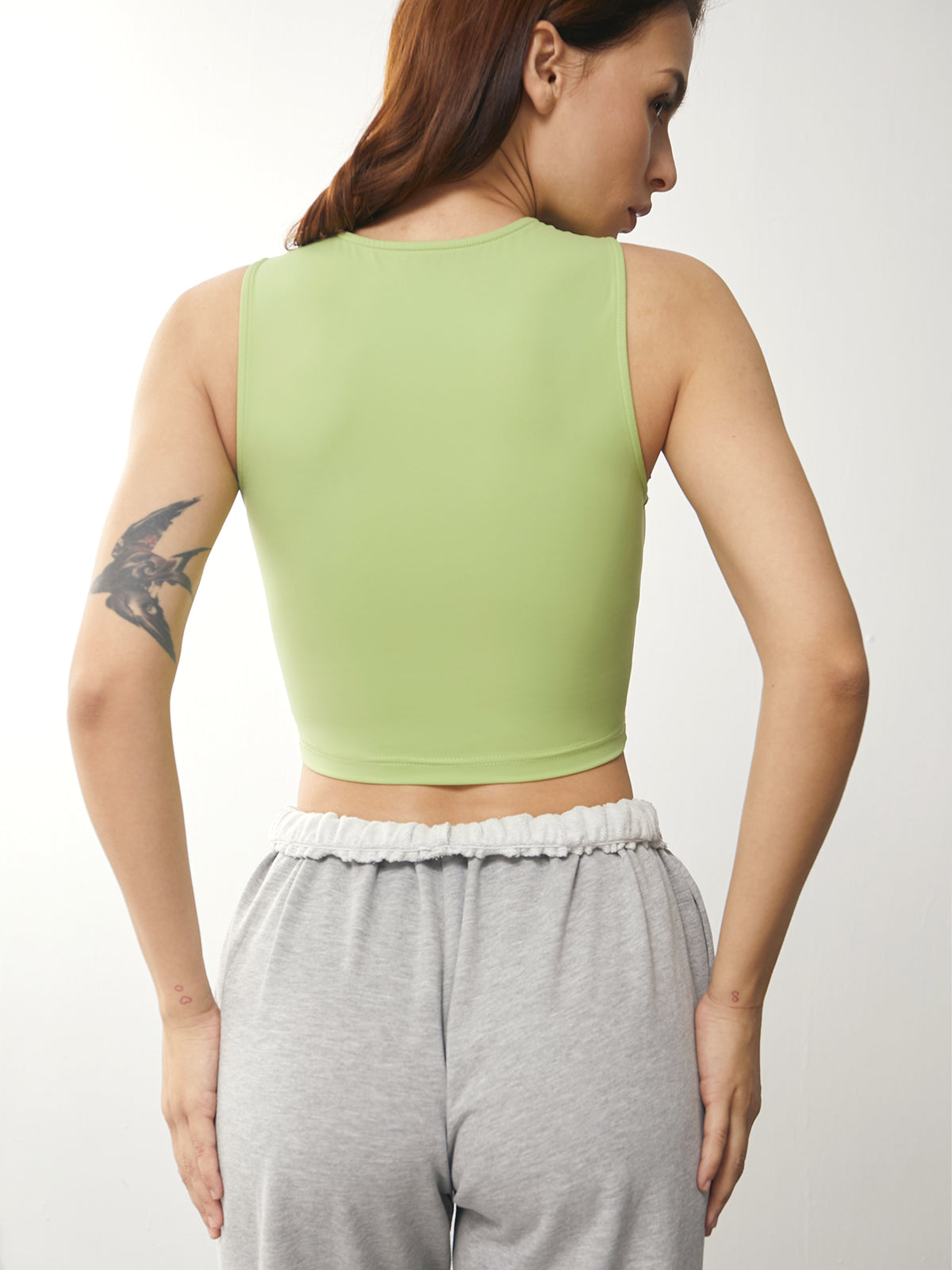 Solid Colored Cropped High Neck Tank Top