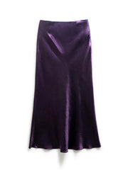 Mauve Satin Flowy Long Skirt