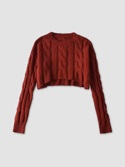 Breaking Rules Cable Knit Crop Sweater