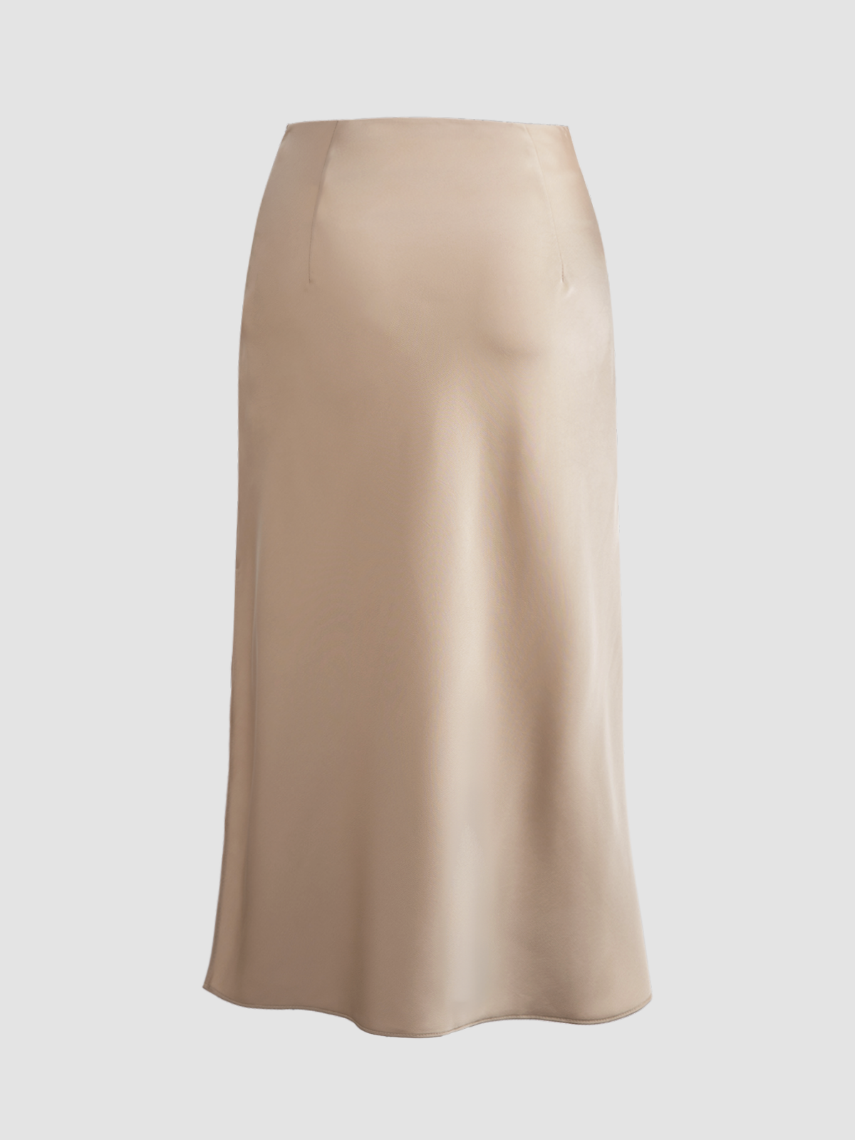 Creamy Cappuccino Satin Midi Skirt